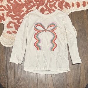 Cat & Jack Cream Long Sleeve Shirt with Colorful Bow
